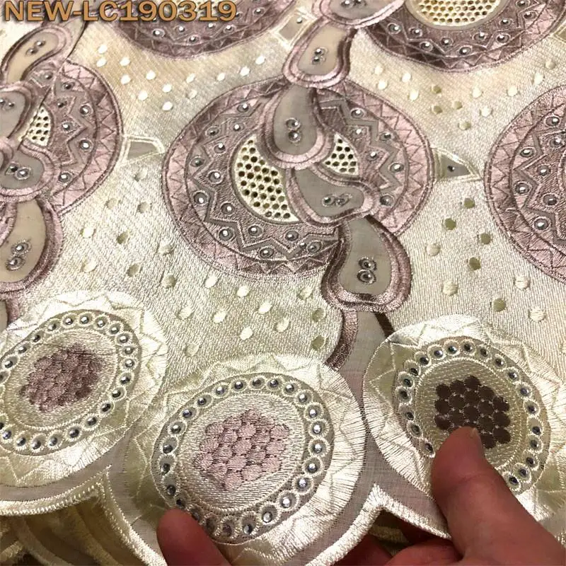 2019 Latest African French Stones cotton Lace Fabric High Quality embroidered Swiss voile For Party Dress MKS05 | Дом и сад