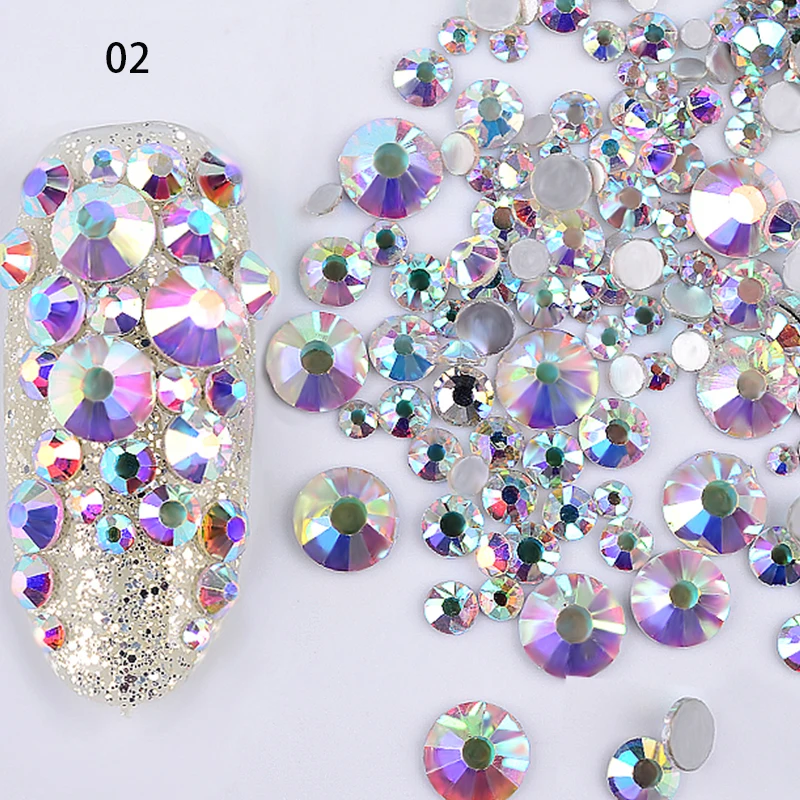 Хамелеоновые Стразы для ногтей 800 шт./пакет яичная белая плоская основа