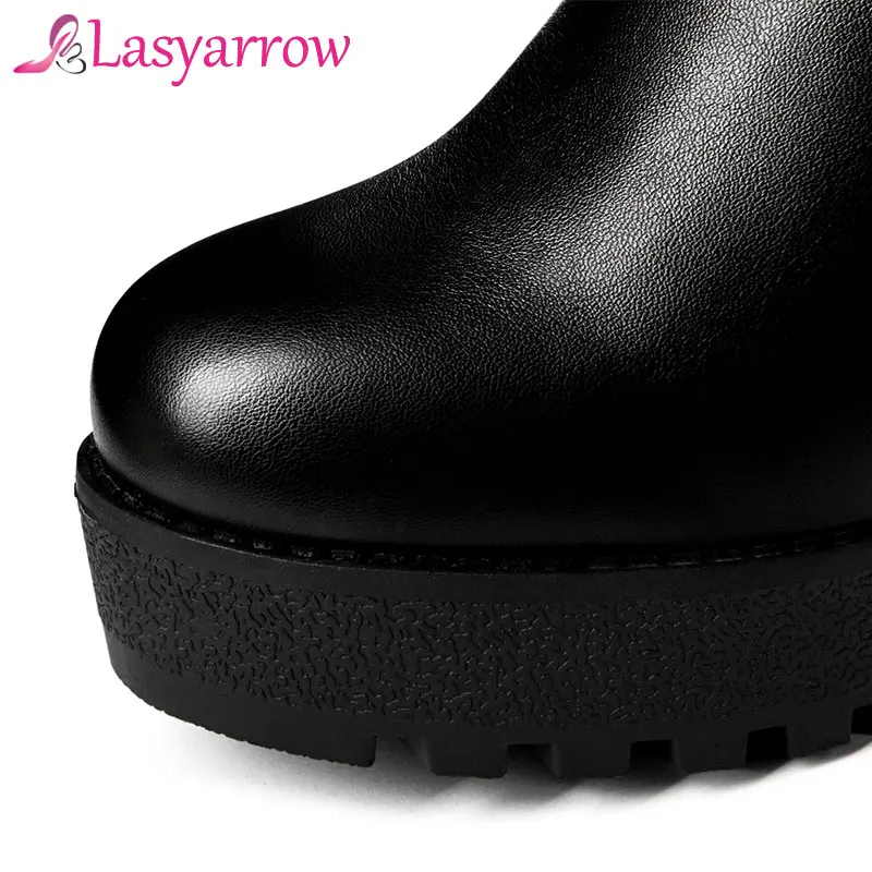 Lasyarrow/модные ботфорты выше колена; женские сапоги, визуально увеличивающие рост; цвет черный, белый; зимние теплые женские высокие сапоги