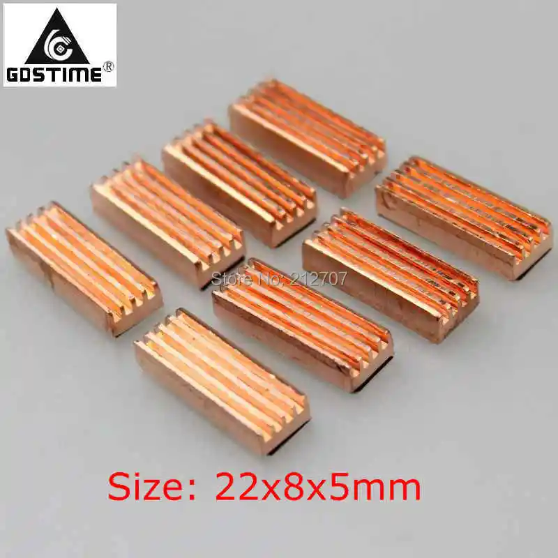 8 шт./компл. Gdstime 22x8x5 мм медный радиатор для DDR VGA RAM памяти IC чипсет|heat sink|heatsink heat