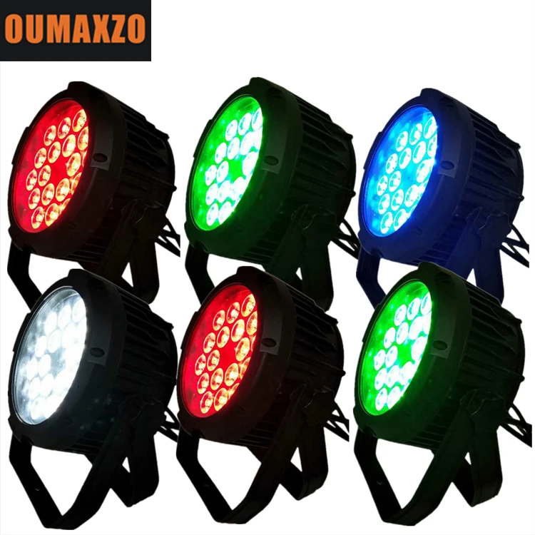 

6pcs/lot 18x12w 4 in 1 slim flat Waterproof outdoor RGBW DMX512 LED Par Can Stage Lights for Disco, Ballroom, KTV, Bar, Stage