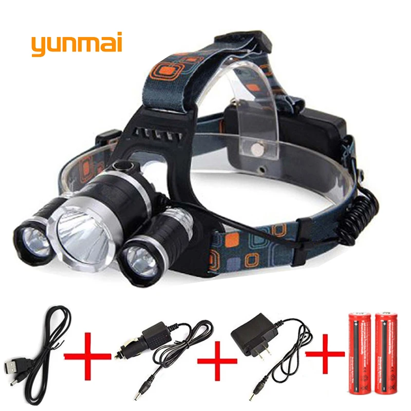 Мощный светодиодный налобный фонарь 3 * новый перезаряжаемый для рыбалки охоты