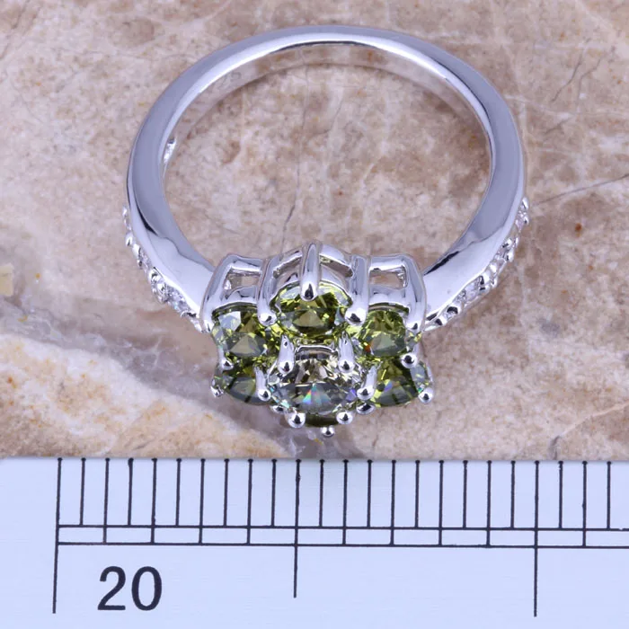 Восхитительный Зеленый Перидот Белый CZ посеребренный штампованный 925 женский