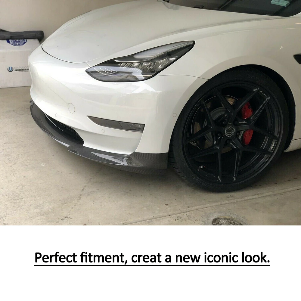Автомобильный передний бампер для губ для Tesla модель 3 Base Sedan 4-дверный дальний бампер из углеродного волокна спойлер