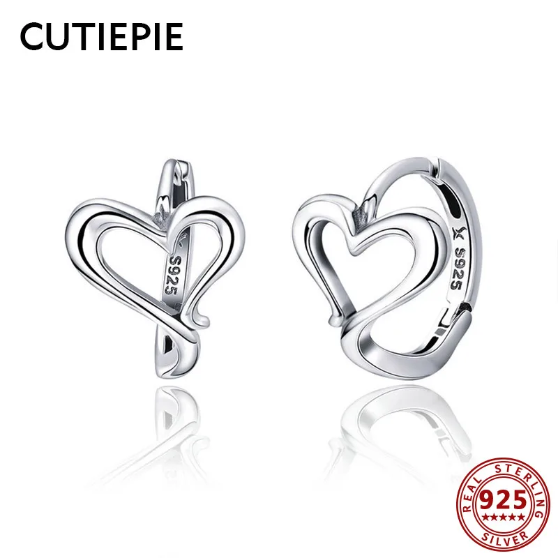 CUTIEPIE натуральная 925 пробы серебряные серьги обруча для Для женщин сердце любовь