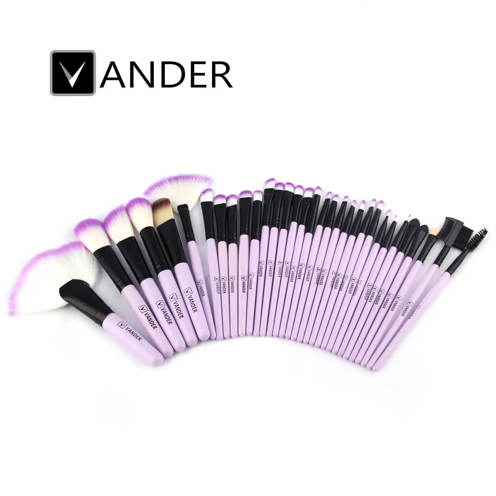 32 Pcs Brush Purple Профессиональная Красота 22 24 32 шт. инструменты для макияжа Pincel maleta de Maquiagem Косметические румяна Контур макияж набор кистей Комплект+ сумка - Handle Color: 32 Pcs Brush Purple