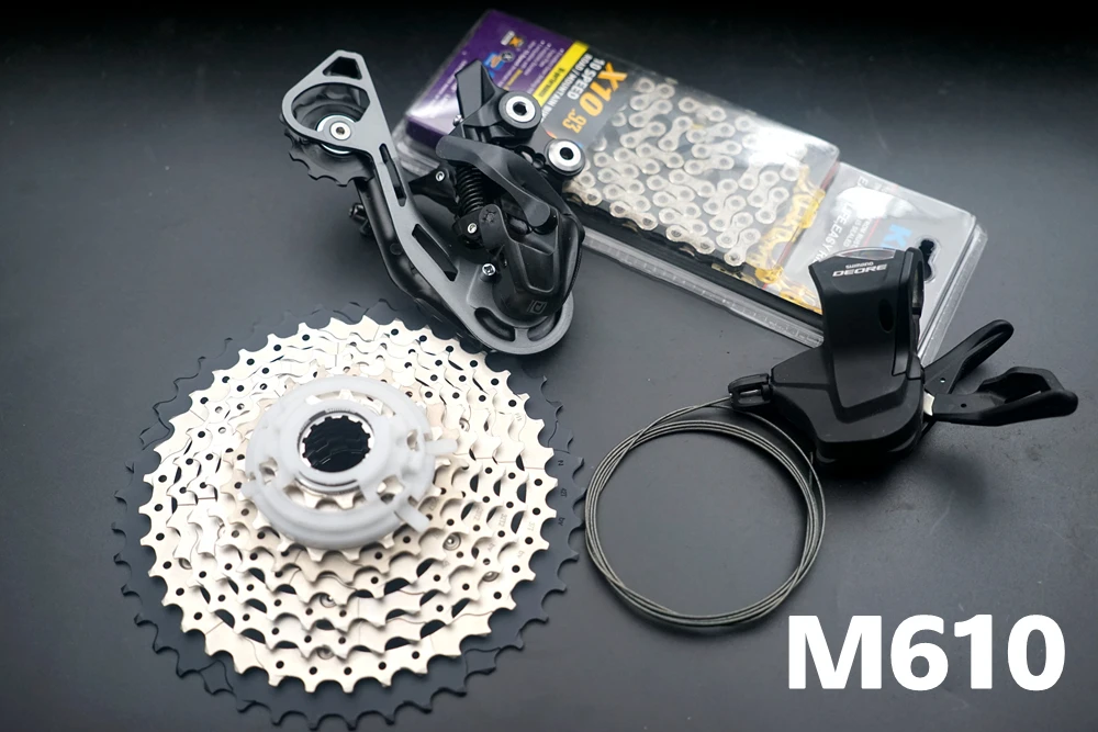 Shimano DEORE M6000/M610 10 скоростей переключения+ задний переключатель+ 42T 46T 50T болани кассета+ KMC X10 цепь 4 шт набор - Цвет: M610 HG500-10 42T