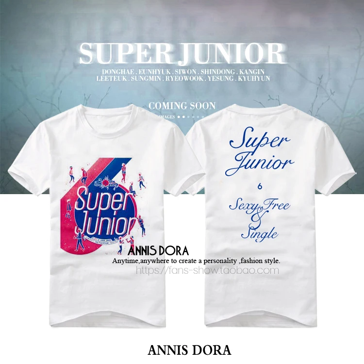 SJ Super Junior 6-й альбом сексуальная свободная и одноцветная футболка с короткими