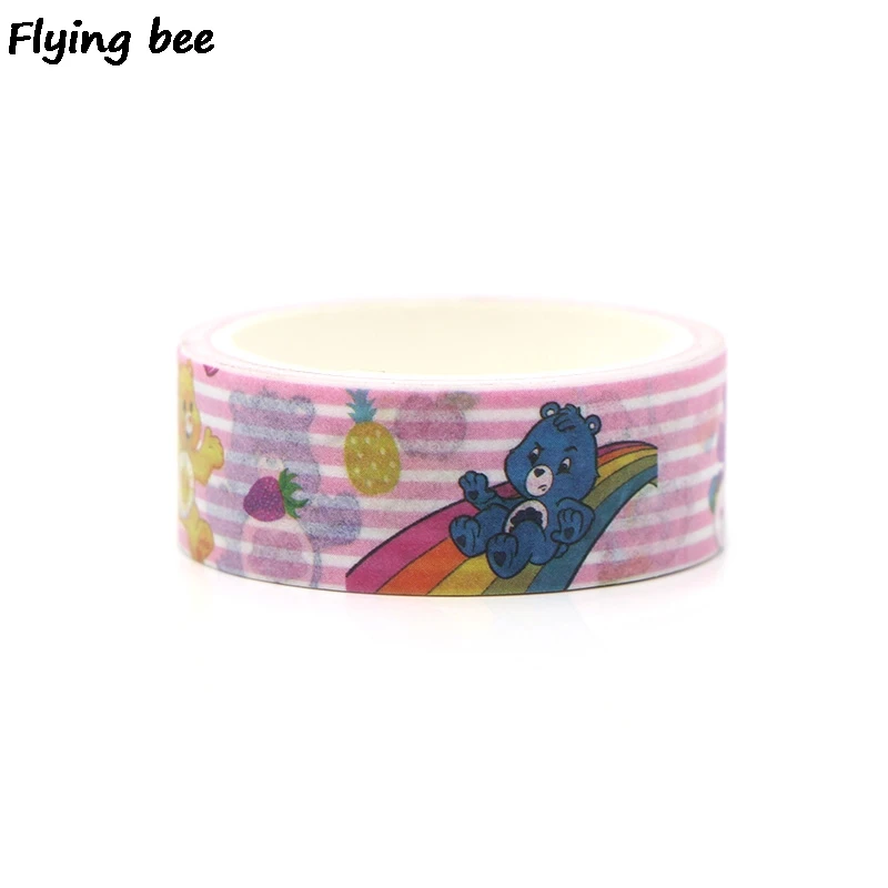 Flyingbee 15 мм X 5 м Бумага васи клейкие ленты уход медведи Kawaii клейкая лента DIY Скрапбукинг наклейка этикетка маскирующая лента X0266