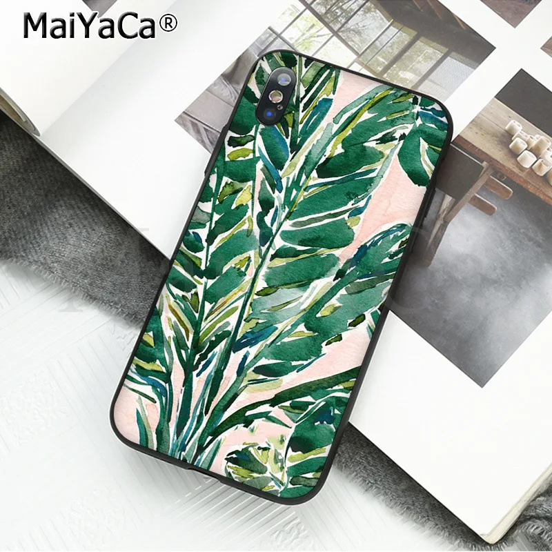 

MaiYaCa lovely Phone Accessories Case Tropical Plants Cactus Banana Leaves for iPhone X XS MAX 6 6s 7 7plus 8 8Plus 5 5S SE XR