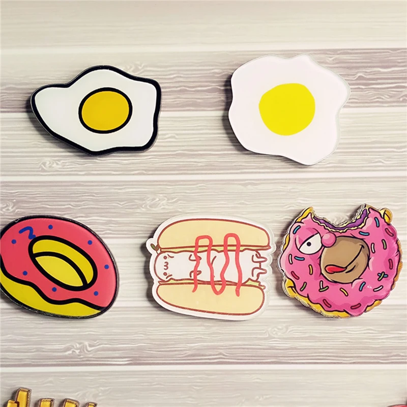 Шт. 5 шт. упаковка мультфильм еда напиток акриловые булавки нашивка значки рюкзак