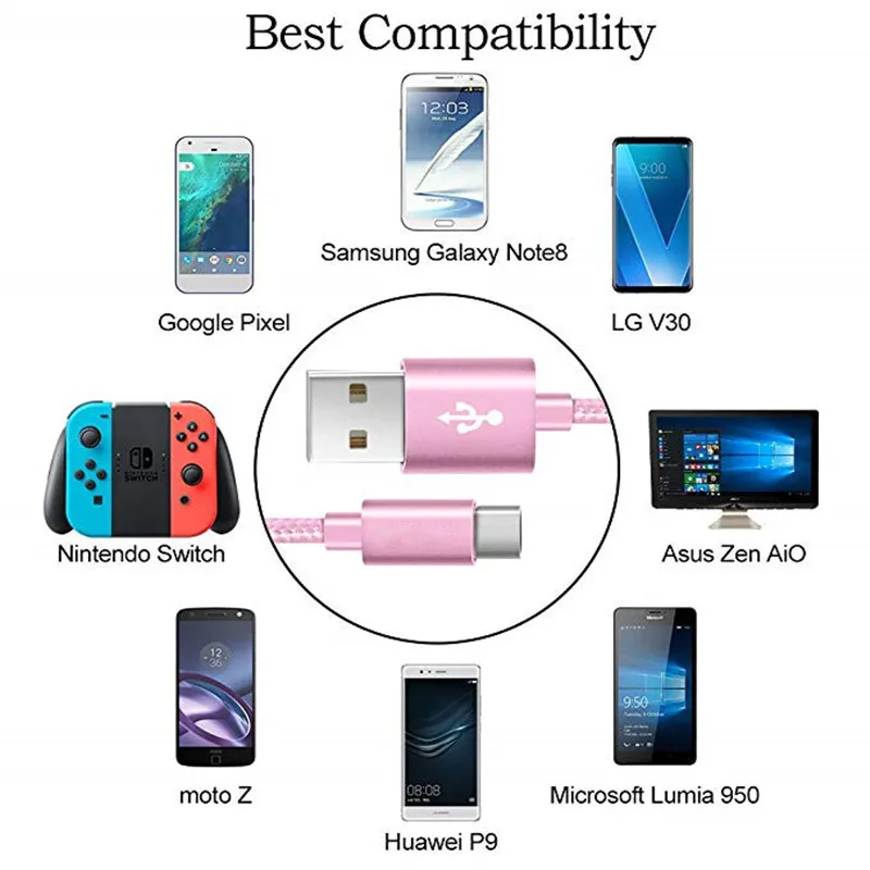 8 контактный кабель Micro USB Type C зарядное устройство для Xiaomi Redmi 6 PRO S2 hauwei Y5 Y6 Y7 Prime Y9 2018