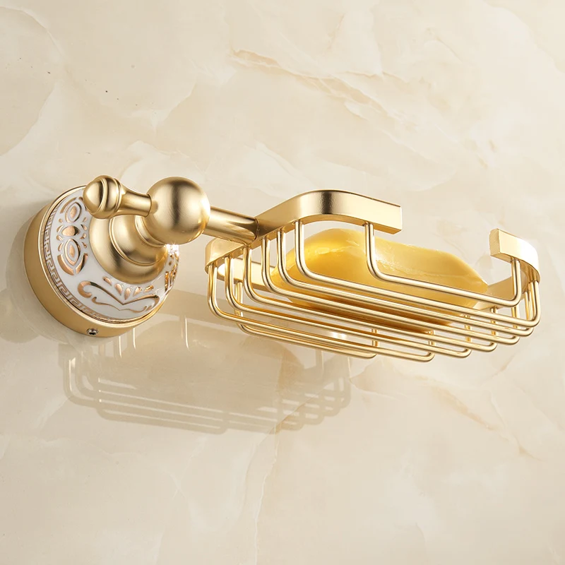 Fapully Золотая космическая алюминиевая корзина для душа керамическая мыльница