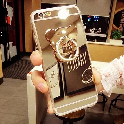 Роскошный мягкий силиконовый зеркальный чехол для телефона iPhone XS Max XR с кольцом и