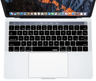 XSKN новейший испанский силиконовый чехол для клавиатуры TouchBar стикер для MacBook Pro 13(A1706 A1989) и для MacBook Pro 15(A1707 A1990 - Цвет: US Layout Black
