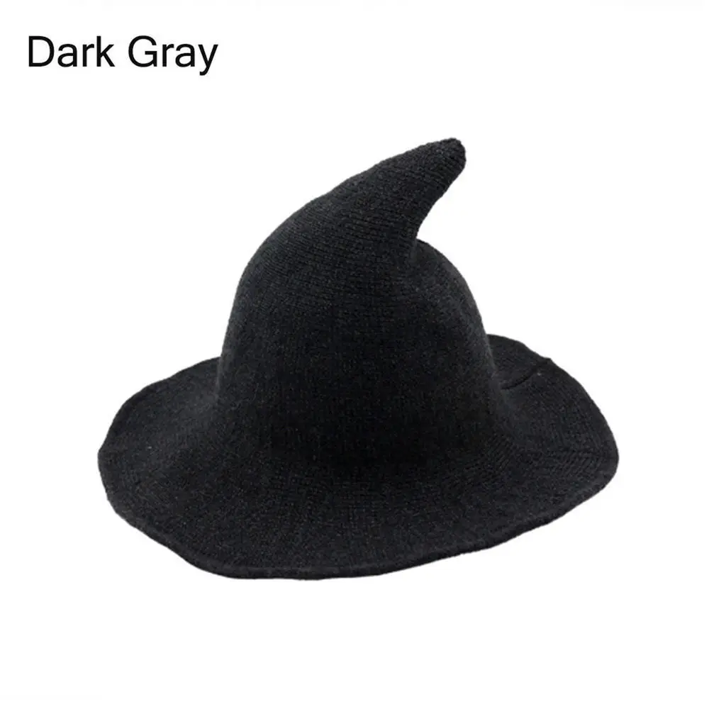 Dark Grey Новые горячие Для женщин современные ведьмы шерсть шляпа складной костюм остроконечный шерстяного фетра Хэллоуин вечерние Шапки ведьмы теплые шапки и кепки - Цвет: Dark Grey