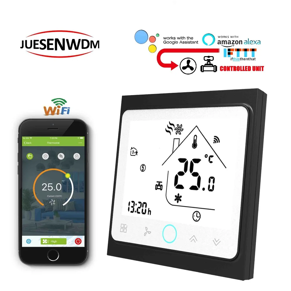 TUYA 24VAC 95 240VAQC катушка вентилятора wifi термостатан контроль с вентилятором катушки
