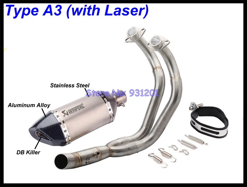 Выхлопная система мотоцикла для Yamaha MT07 mt-07 FZ07 FZ-07 Tracer(-) XSR700(-) Akrapovic глушитель - Цвет: Type A3 (Laser)