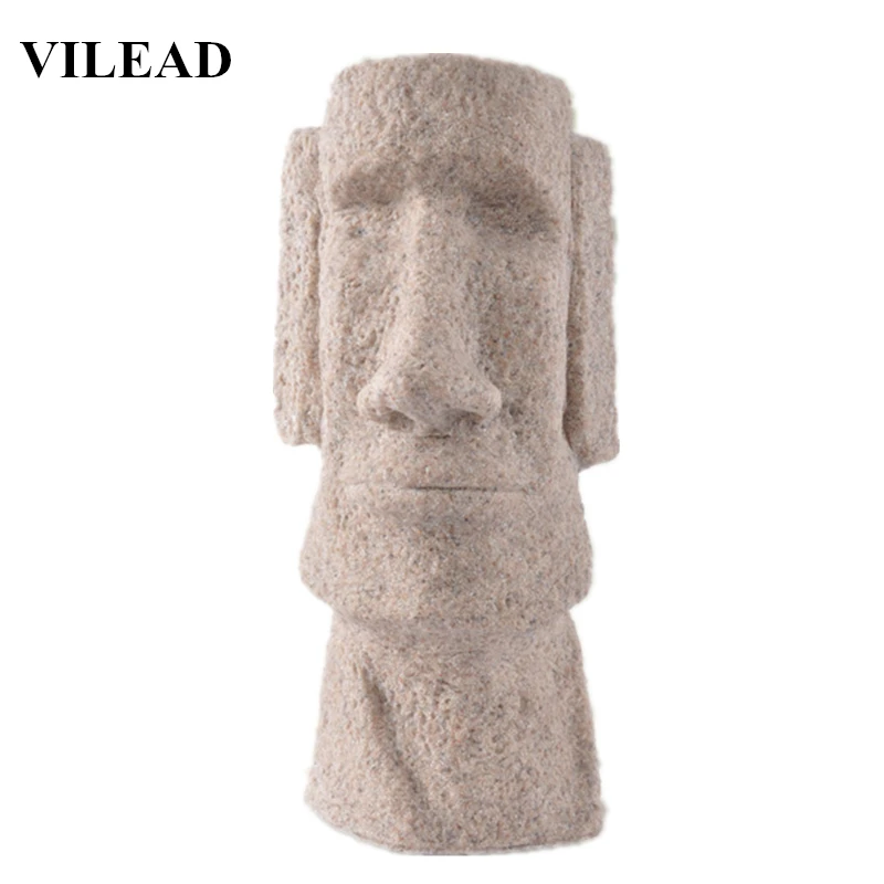 VILEAD 4," 9,4" песчаник камень Пасхальный остров Moai статуэтки Pukao статуэтки Пасхальный день скульптуры креативный винтажный домашний декор
