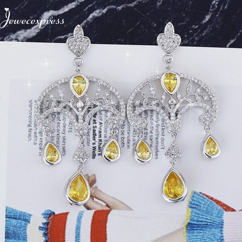 Jewecexpress яркие капли корону циркона серебряные иглы Серьги | Украшения и