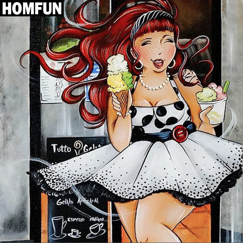 Картина для алмазной вышивки HOMFUN A06325 алмазная 5D Вышивка полная женщина вышивка
