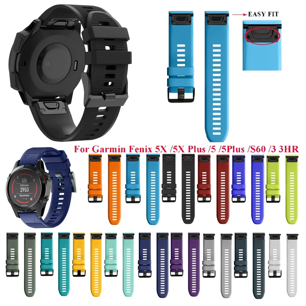 26 22 20 мм быстросъемный силиконовый ремешок для наручных часов Garmin Fenix 5X5 5S Plus 3 3HR S60