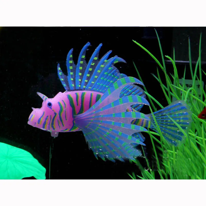 Маленькие силиконовые искусственные украшения для аквариума Lionfish светящиеся