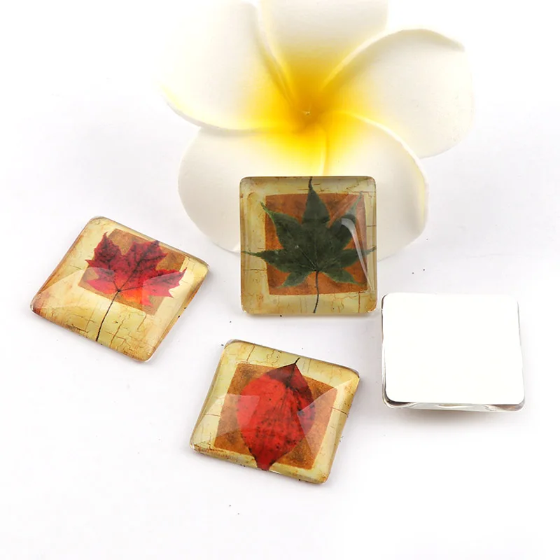 12mm 20mm25mm Square Cabochon Glassc Maple Leaf Cat Dome Mixed Handmade Print Image Fewelry Findings For Pendants Necklace DIY | Украшения