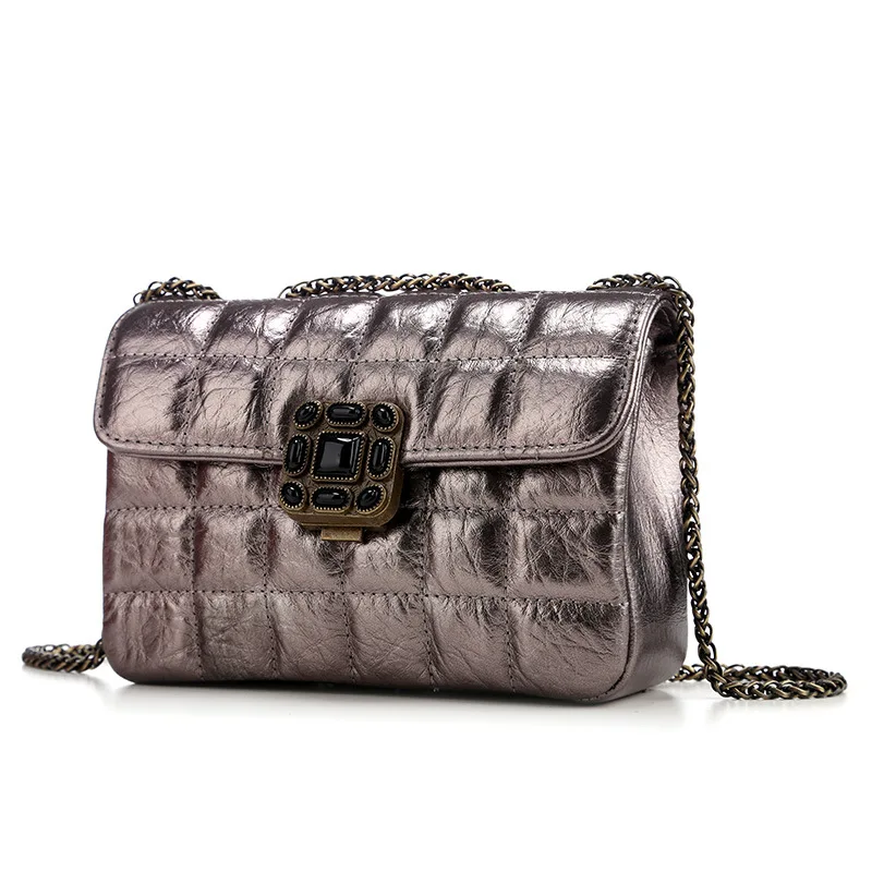 Brand Fashion Woman Bag Ladies luxury 100% Genuine Leather Handbag Chain Shoulder Plaid Women Crossbody | Багаж и сумки