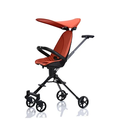 Orange(Black frame) Детская коляска с высоким пейзажем, складная детская коляска на колесиках, легкая Двусторонняя детская коляска kinderwgen Triciclo Infantil - Цвет: Orange(Black frame)