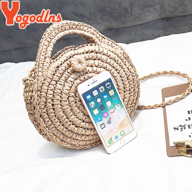 Yogodlns круглые соломенные сумки женская летняя сумка из ротанга ручная работа