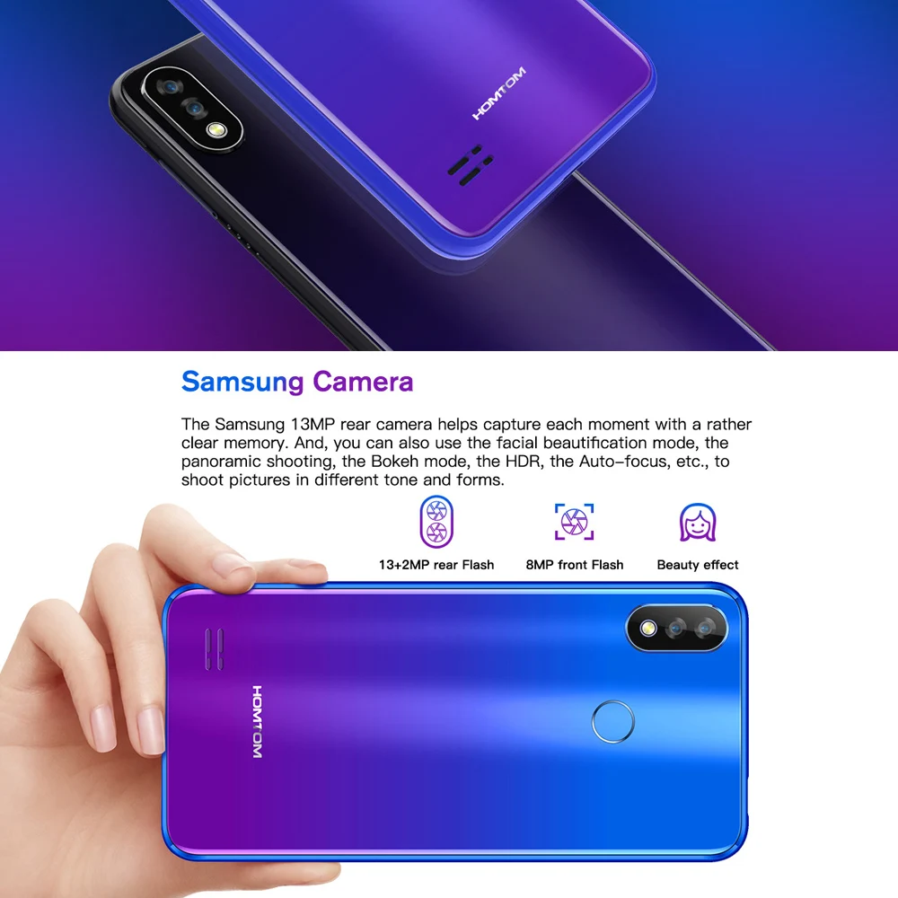 HOMTOM C8 мобильный телефон 5,5'' 18:9 градиент Android 8,1 2GB 16GB 13MP камера 4 ядра 3000 mAh лицо разблокирован смартфон с поддержкой сетей 4G LTE