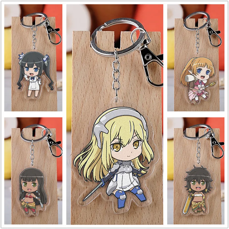10 pcs/lot Anime Dungeon ni Deai o Motomeru no wa Machigatte Iru Darouka Acrylic Keychain Toy Bag Pendant Double sided Key Ring | Игрушки и