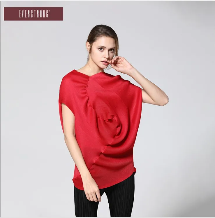 Miyake модная плиссированная футболка с v-образным вырезом и рукавами «летучая мышь»