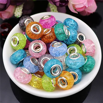 Mixed color 10 шт новые акриловые бусины для изготовления ювелирных изделий 5 мм бусины с большим отверстием, подходят для браслетов Pandora, цепочки, ожерелья, DIY ювелирные серьги - Цвет: Mixed color