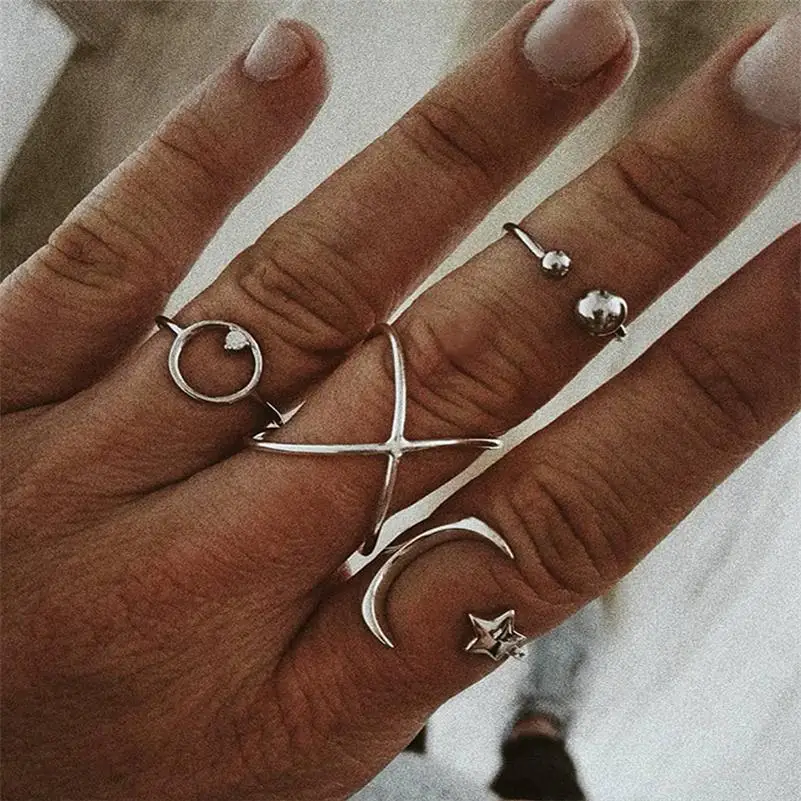 4 шт./компл. Женские Простые Модные с Луной и звездами бусины Регулируемый