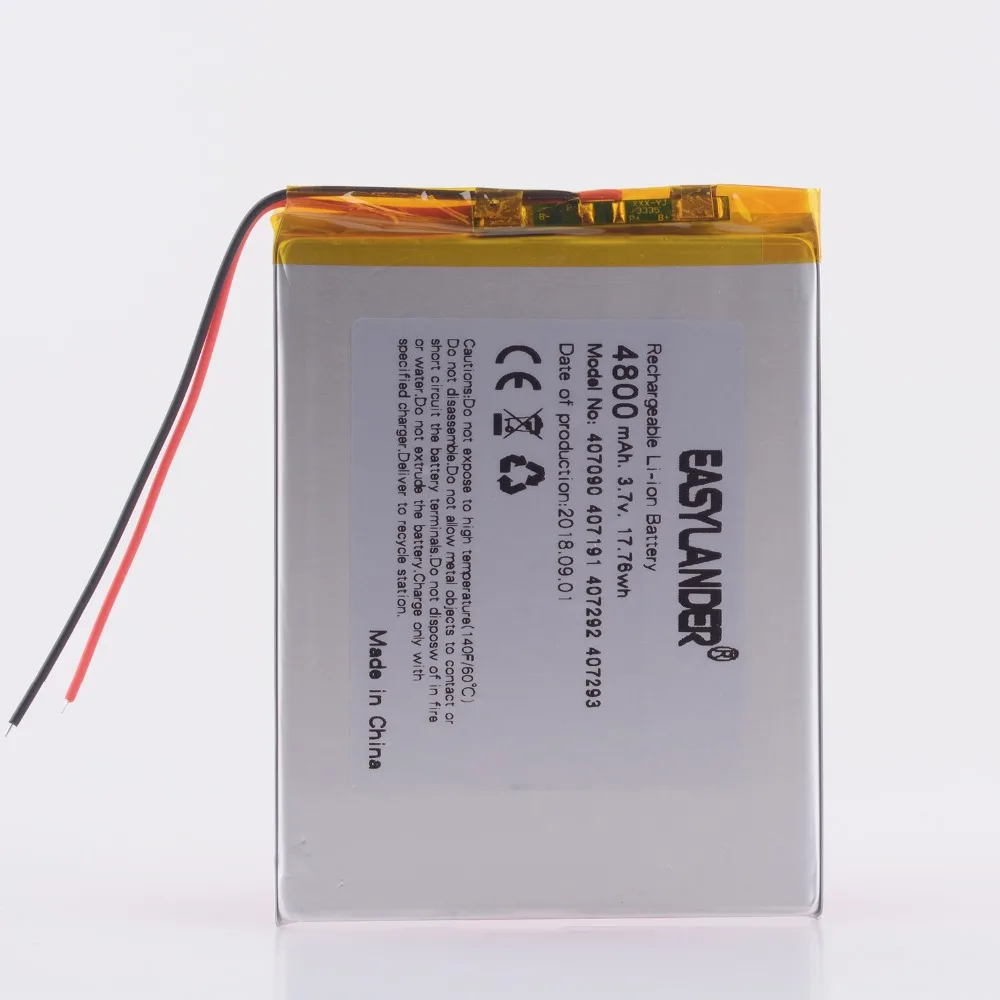 

407191 3.7V 3.8V 4800mAh Li-Polymer Battery with Protection Board For Tablet PC Irbis Cube U25GT dual-core version 407093