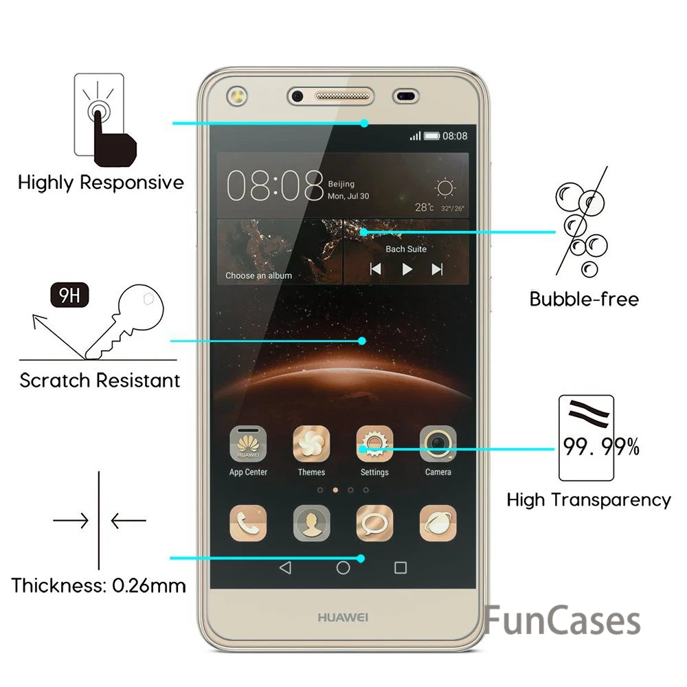 9H 0.26mm Tempered Glass For Huawei Y3 Y5 Y6 II Compact 2 Honor 5A CUN-U29 GR5 2017 TRT-LX1 L21A L21X LX3 Screen Protector Films | Мобильные