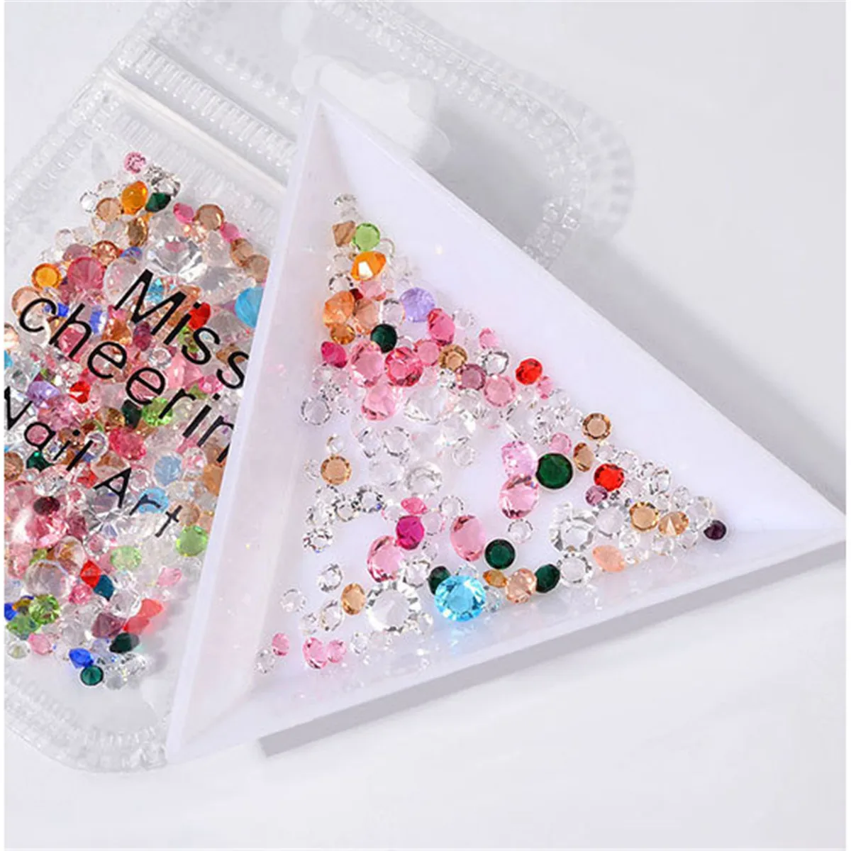 AB красочные прозрачные Стразы для ногтей Прозрачный кристаллический алмаз 10 г