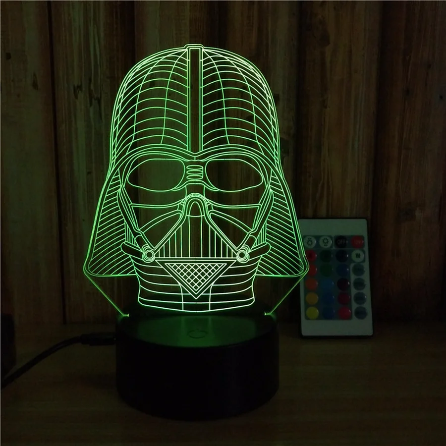 Звездные войны Дарт Вейдер 3D иллюзия светодиодная USB лампа сенсорная RGB 7 цветов