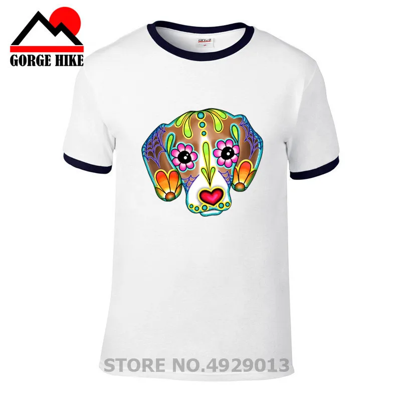 Мужская футболка с коротким рукавом Beagle Day of the Dead Sugar Skull Dog футболки размера плюс