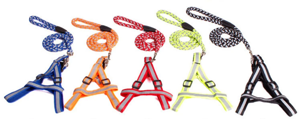 

100 шт./лот прочная Светоотражающая тренировочная повязка для собак и кошек Регулируемая нейлоновая повязка для прогулок флуоресцентная пов...