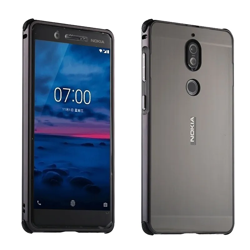 black Для Nokia 6 7 7 Plus 8 чехол Гибридный 2 в 1 Броня Капа Алюминиевый металлический бампер матовый PC чехол для Nokia 7 7 Plus тонкий чехол - Цвет: black