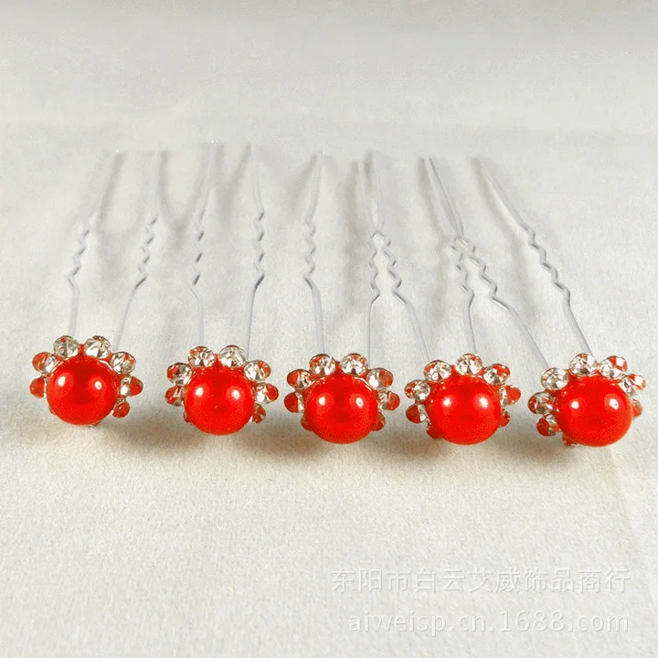 оптовая 20 шт смешивать цвета контакты свадьбы волос rhinestone жемчужина цветок клипы