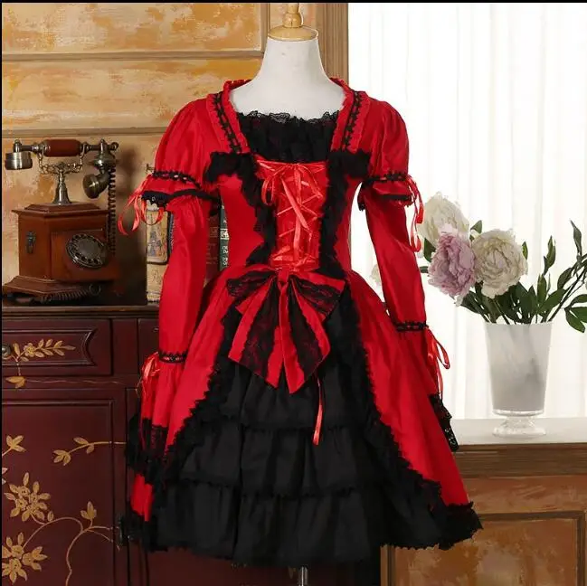 

Платье Лолиты для косплея готическое платье с длинным рукавом горничная