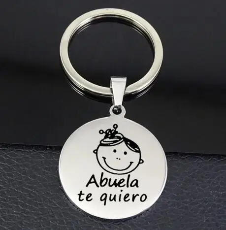 Popular ABUELA Te quiero Keyring llavero High Polished Stainless Steel Smile Keychain Jewelry Best Gift for Grandma YP6792 | Украшения и