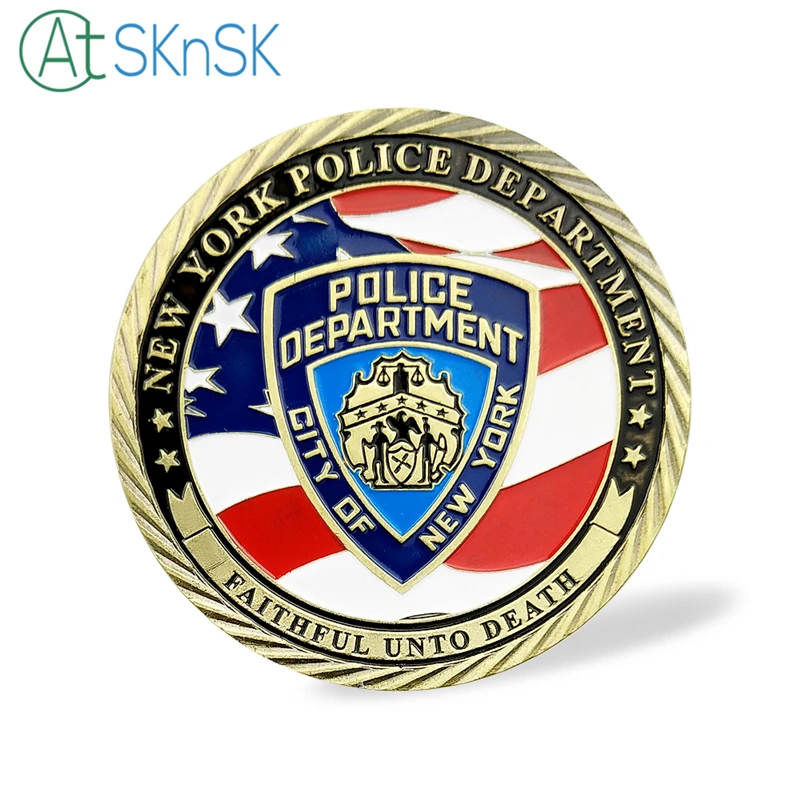 Антикварные медали Соединенные Штаты Флаг NYPD коллекционные монеты Нью-Йоркский Полицейский отдел бронзовые монеты вызов для сувенира