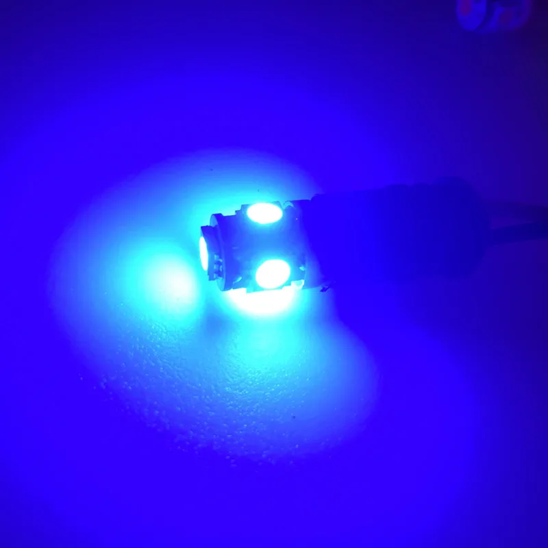 100 шт. T10 5SMD 5050 Автомобильный светодиодный авто светодиодные лампы 12 в 1 Вт ксеноновый Светильник лампы W5W 194 5 цветов, цвета: белый/голубой/красный/желтый/зеленый переменного тока 12V