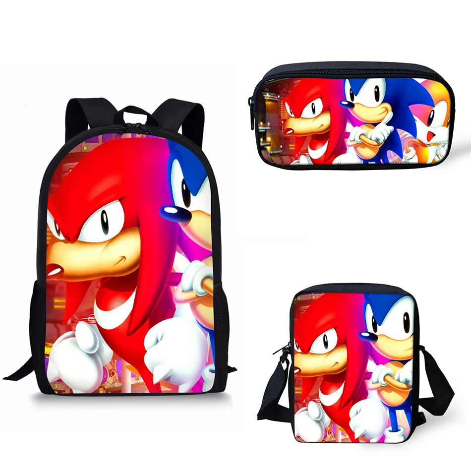 8 Аниме Sonic зубная щётка принт школьный рюкзак для мальчиков и девочек с рисунками зверей из мультфильмов в виде ежа ортопедические рюкзаки для Детей Книга сумка 3 шт./компл - Цвет: 8