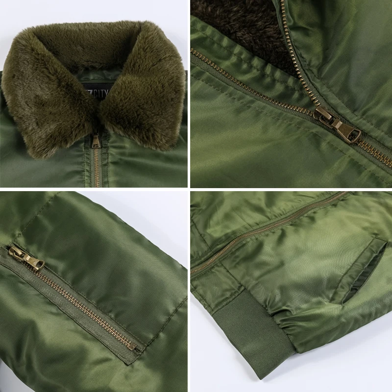Мужская тактическая куртка пилот Refire Gear бомбер с шерстяным воротником в стиле